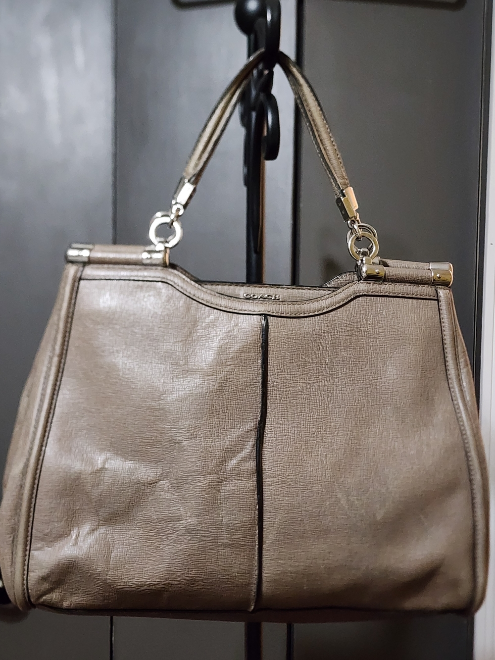 Coach Metallic Taupe Top-Handle Shoulder Bag